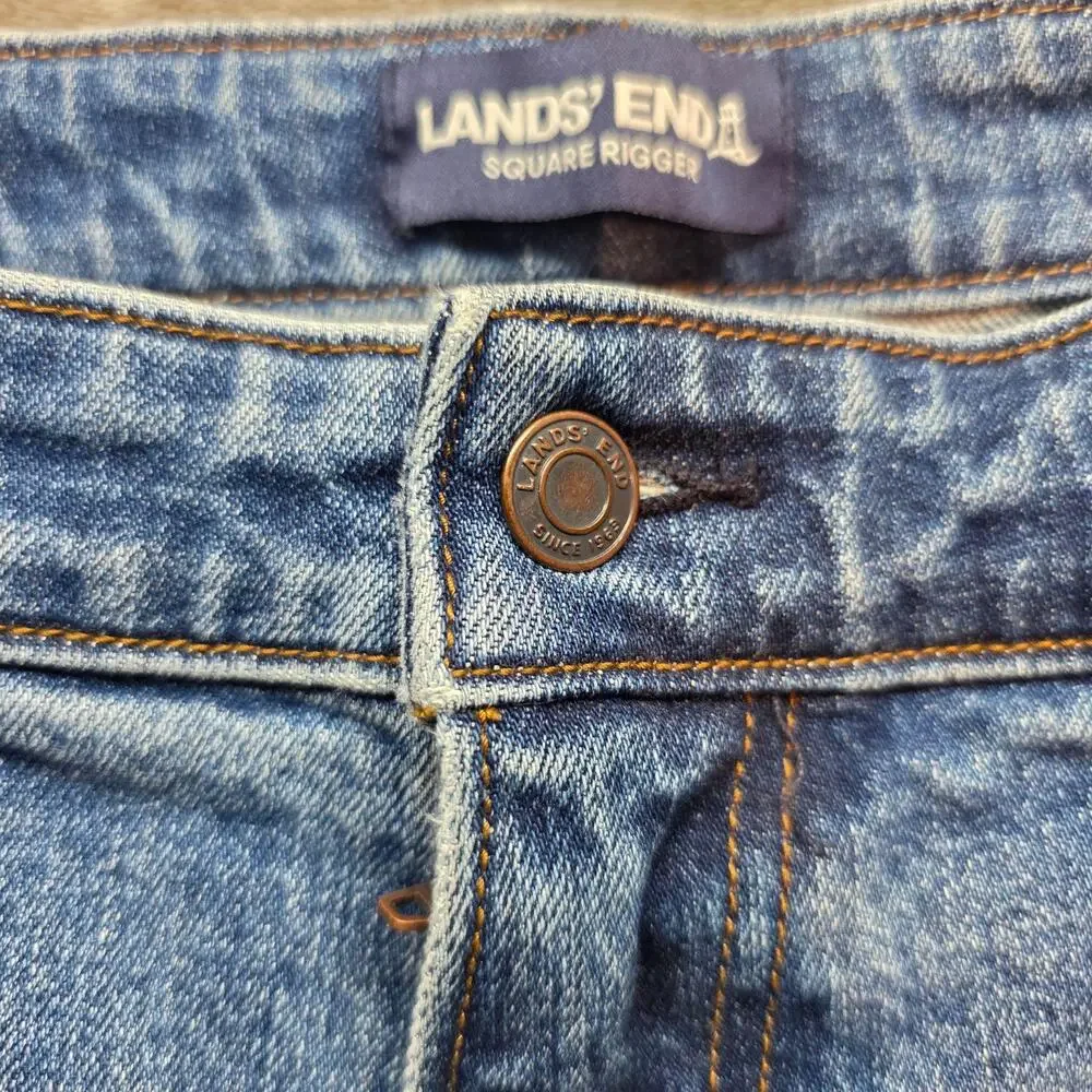 Lands' End Square Rigger Jeans Mens 40x30 Blue Medium Wash Classic Straight Leg